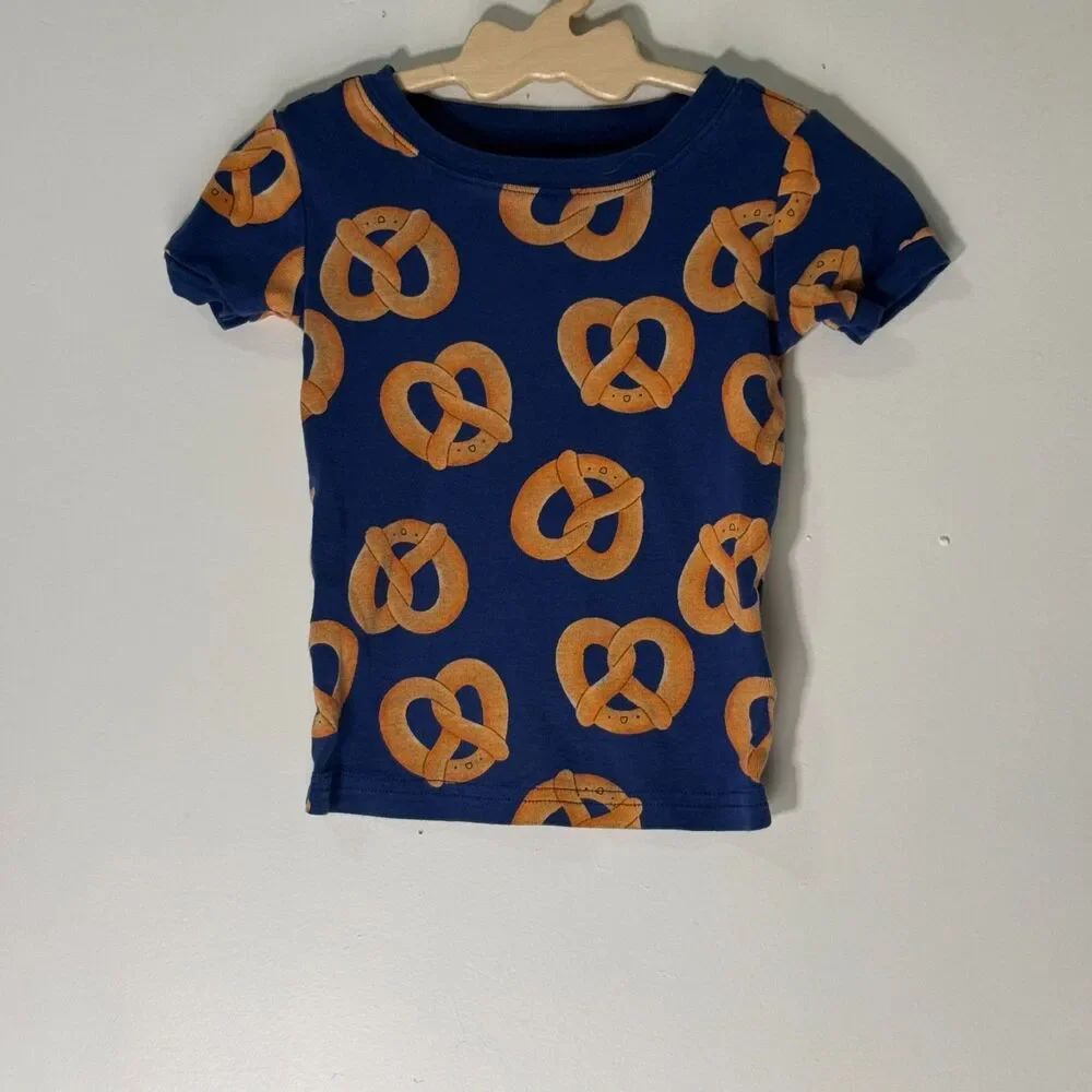 Old Navy Baby 18-24 Months Blue Pretzel Print Pajama Short Set Cotton Neutral